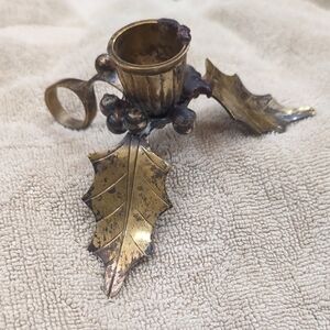 Brass Holly Candle Holder